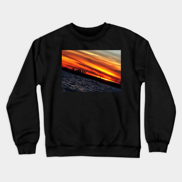 Abstract Slanted Sunset Pier Silhouette Crewneck Sweatshirt by 1Redbublppasswo